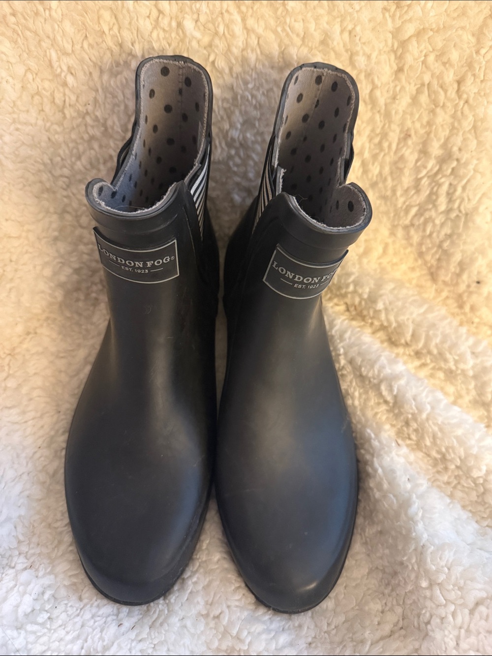 London Fog Black Chelsea-Style Ankle Rain Boots